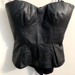 BCBGMAXAZRIA faux leather top